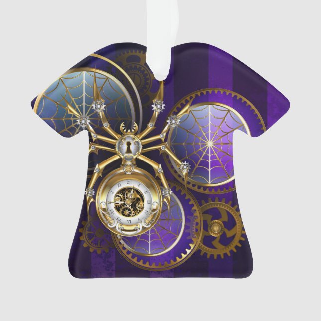 Steampunk Spider im Lila Hintergrund Ornament (Vorderseite)
