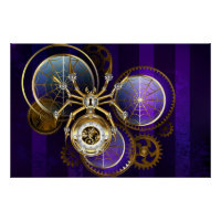 Steampunk Spider im Lila Hintergrund