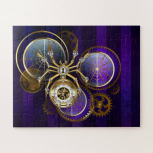 Steampunk Spider im Lila Hintergrund Puzzle