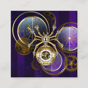 Steampunk Spider im Lila Hintergrund Quadratische Visitenkarte
