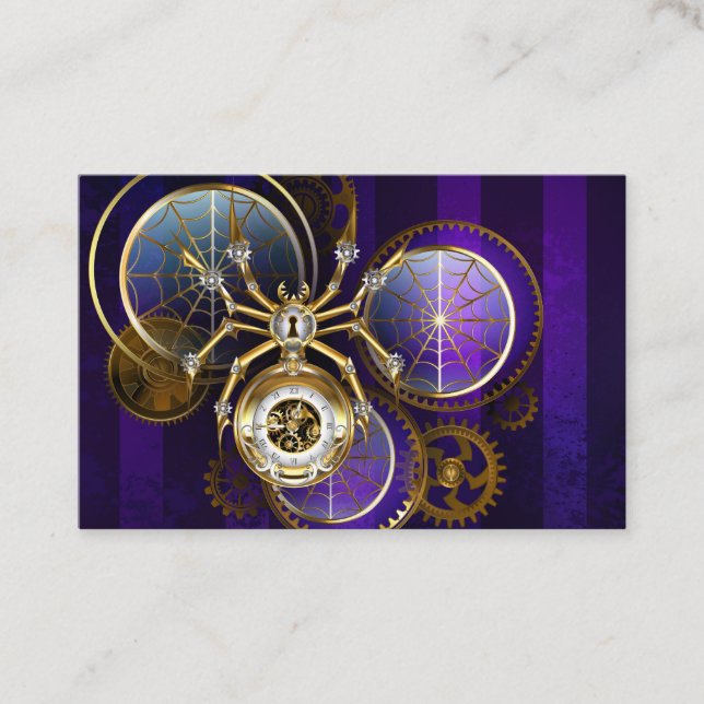 Steampunk Spider im Lila Hintergrund Rabattkarte (Vorderseite)