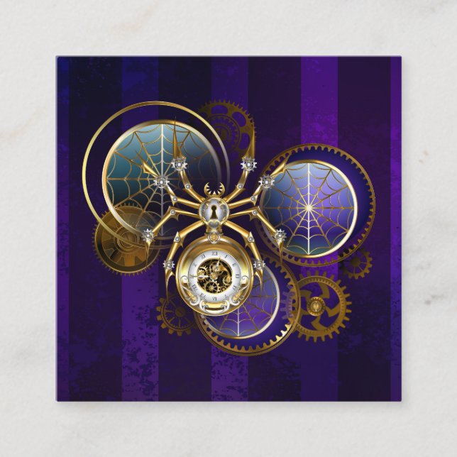 Steampunk Spider im Lila Hintergrund Rabattkarte (Vorderseite)