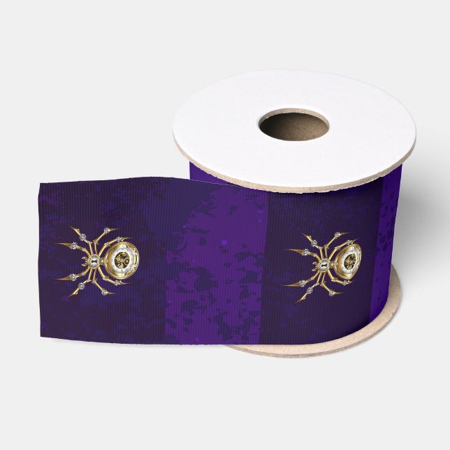 Steampunk Spider im Lila Hintergrund Ripsband (Spule)