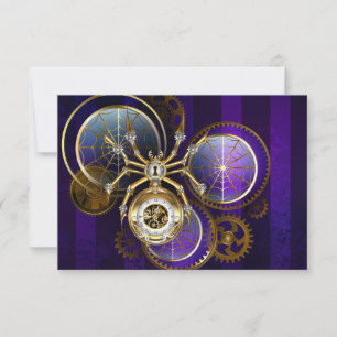 Steampunk Spider im Lila Hintergrund RSVP Karte