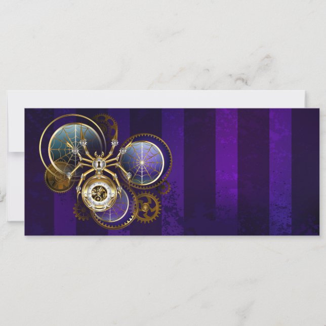 Steampunk Spider im Lila Hintergrund Save The Date (Vorderseite)