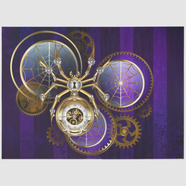 Steampunk Spider im Lila Hintergrund Seidenpapier (Vorderseite)