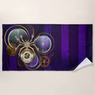 Steampunk Spider im Lila Hintergrund Strandtuch