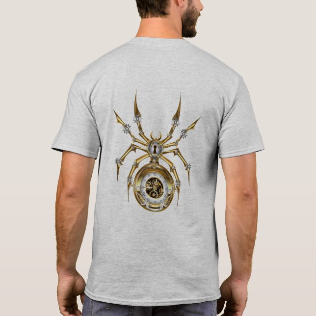 Steampunk Spider im Lila Hintergrund T-Shirt (Rückseite)