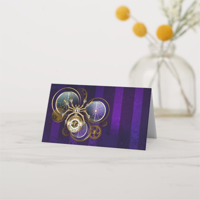 Steampunk Spider im Lila Hintergrund Terminkarte (Vorderseite)