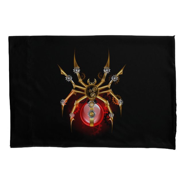 Steampunk spider on black kissenbezug (Vorderseite)