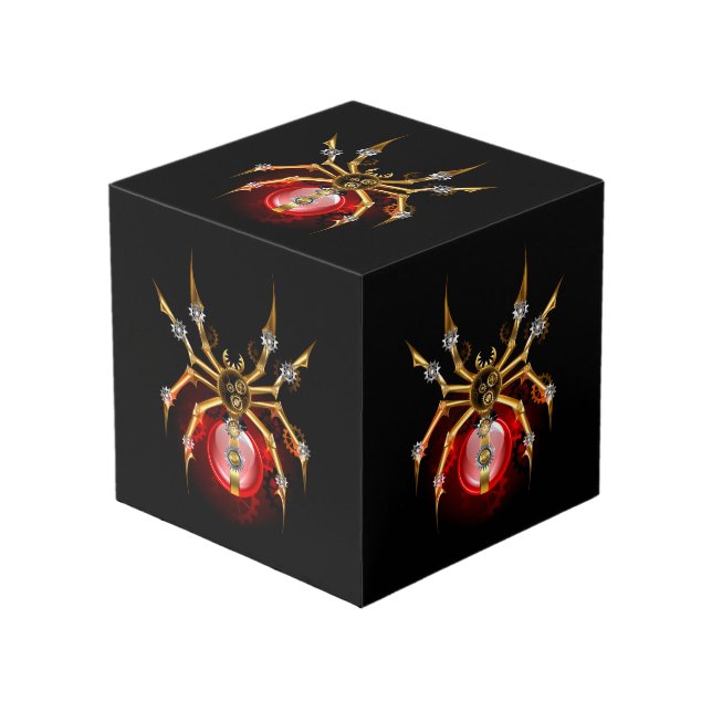 Steampunk spider on black würfel (Vorderseite Schrägansicht)