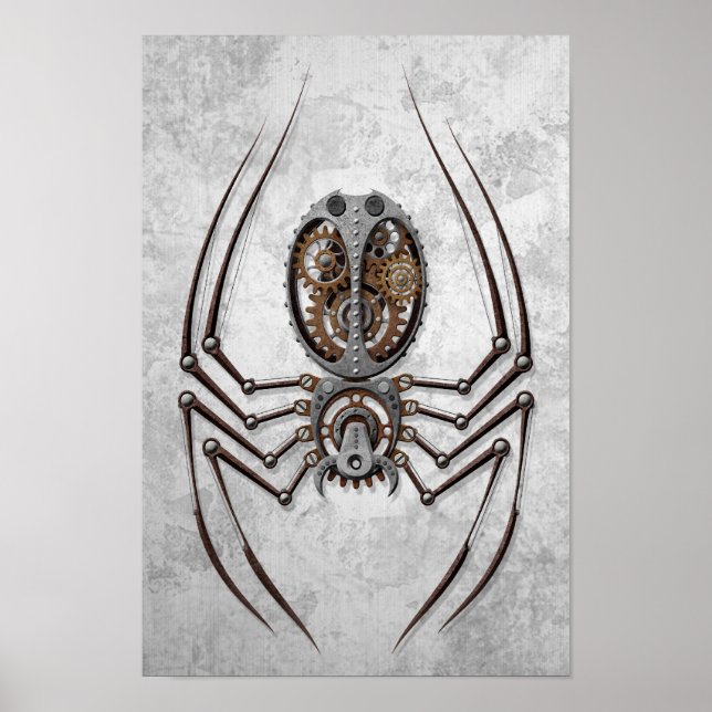 Steampunk Spider on Rough Steel Poster (Vorne)