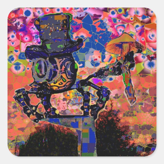 Steampunk Spider Quadratischer Aufkleber (Vorderseite)