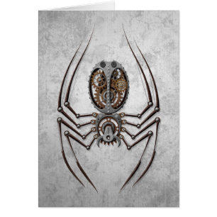 Steampunk Spinne auf rauem Stahl