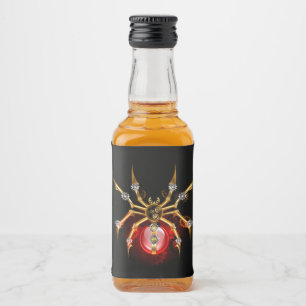 Steampunk-Spinne auf Schwarz Alkoholflaschenetikett