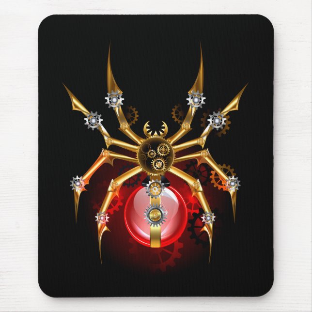 Steampunk-Spinne auf Schwarz Mousepad (Vorne)