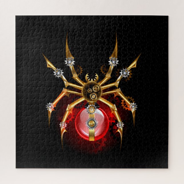 Steampunk-Spinne auf Schwarz Puzzle (Vertikal)