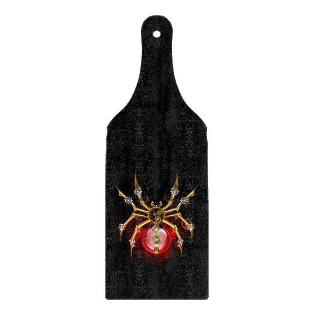 Steampunk-Spinne auf Schwarz Schneidebrett (Vorderseite)