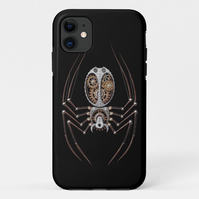 Steampunk Spinne auf Schwarzem Case-Mate iPhone Hülle (Rückseite)