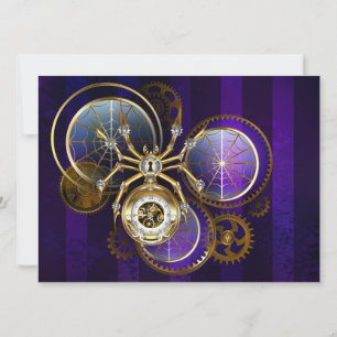 Steampunk-Spinne auf violettem Hintergrund Einladung