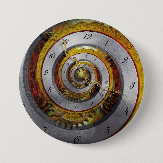 Steampunk - Spirale - Unendliche Zeit Button (Vorderseite)