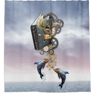 Steampunk-Springdelfine Duschvorhang