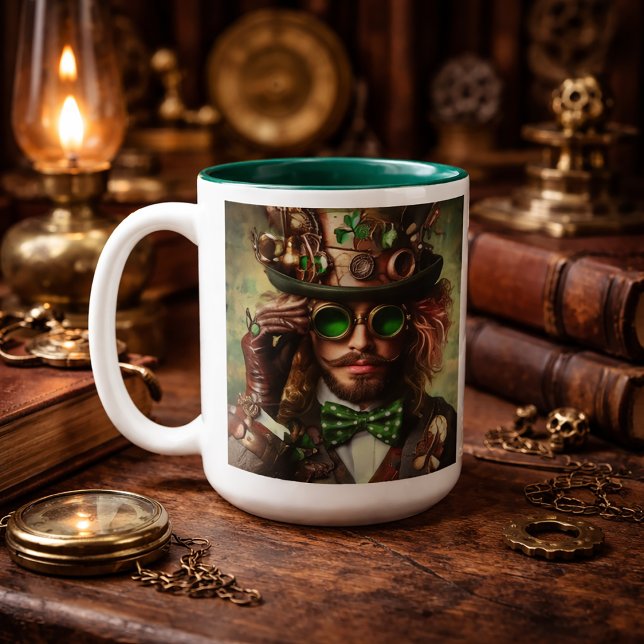 Steampunk St. Patrick Zweifarbige Tasse (Von Creator hochgeladen)