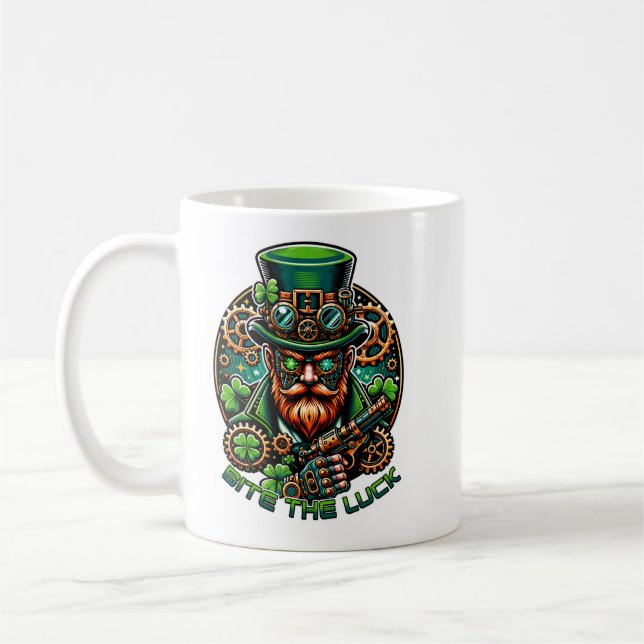Steampunk St. Patrick's Day Leprechaun Kaffeetasse (Links)