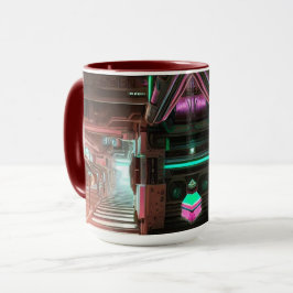 Steampunk-Stadt Neon-Korridor SciFi-Tasse Tasse