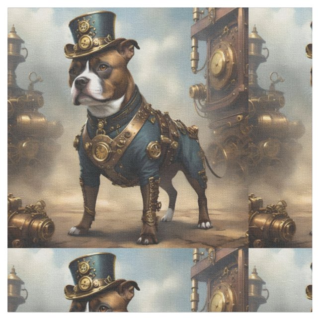 Steampunk Staffordshire Bull Terrier, Stoff (Nahaufnahme)