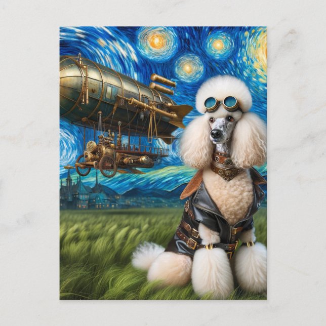 Steampunk Standard Poodle Postkarte (Vorderseite)