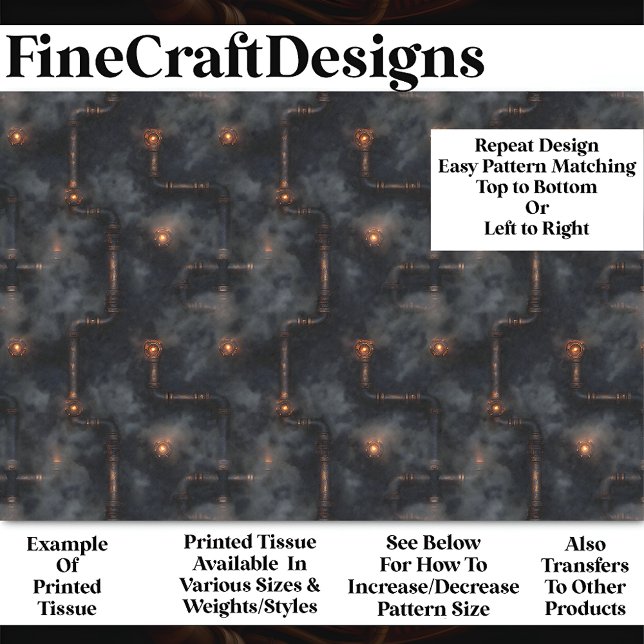 Steampunk-Steam & Pipes Dark Muster BN6 Decoupage Seidenpapier (Von Creator hochgeladen)