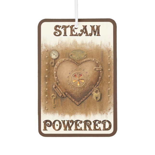 Steampunk Steam Powered Heart Autolufterfrischer (Vorderseite)