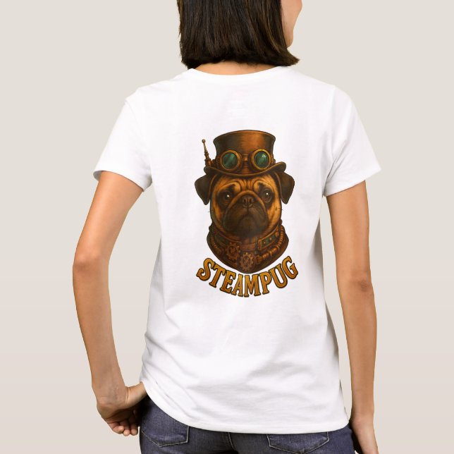 Steampunk SteamPug T Shirt - unique Steampunk dog! (Rückseite)