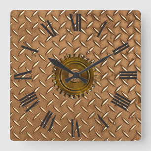 Steampunk Steel-plated Metal-look Wall Clock Quadratische Wanduhr