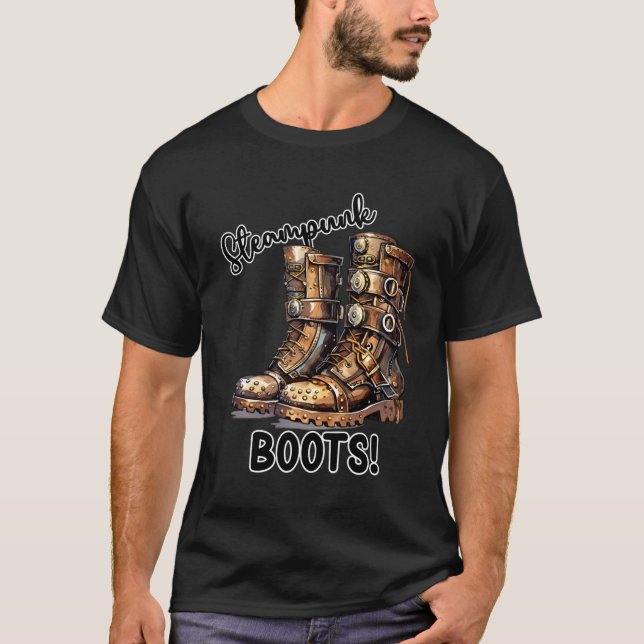 Steampunk Stiefel! Punk-Design T-Shirt (Vorderseite)