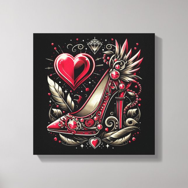 Steampunk Style Red Stiletto High Heels Leinwanddruck (Vorderseite)