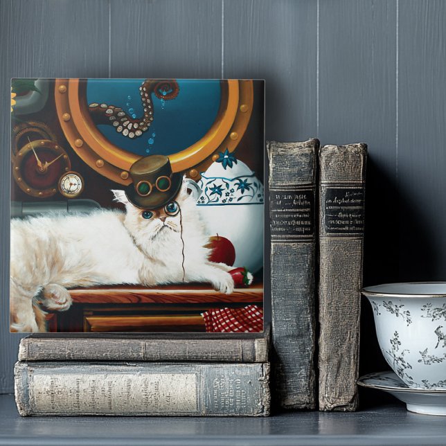 Steampunk Submarine Cat Tee Fliese (Von Creator hochgeladen)