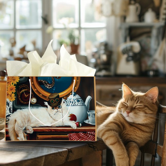 Steampunk Submarine Cat Tee Große Geschenktüte (Von Creator hochgeladen)