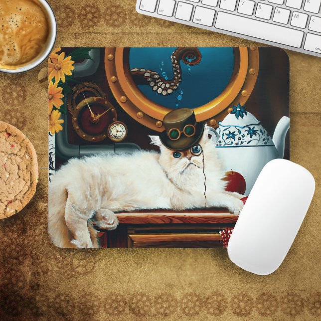 Steampunk Submarine Cat Tee Mousepad (Von Creator hochgeladen)
