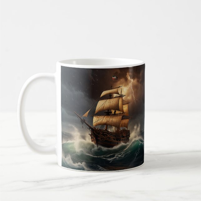 Steampunk Submersible Ocean Liner Kaffeetasse (Links)