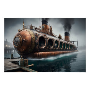 Steampunk Submersible Ocean Liner Poster