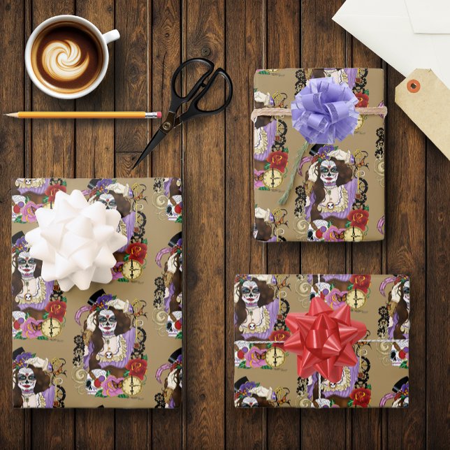 Steampunk Sugar Skull Geschenkpapier Set (Von Creator hochgeladen)