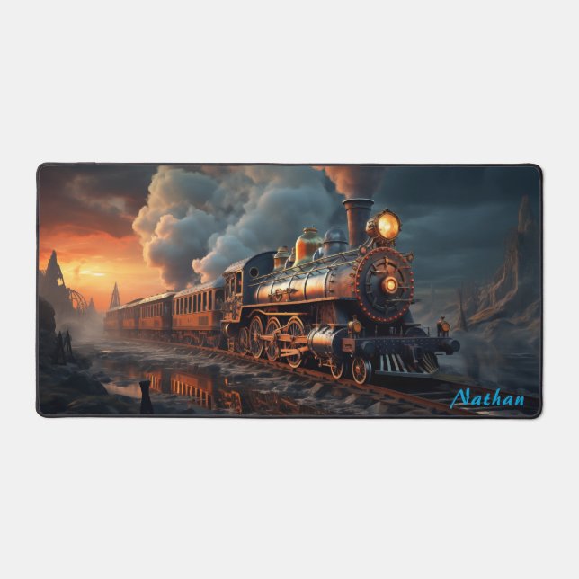 Steampunk Sunset Express für kreative Minds Schreibtischunterlage (Vorderseite)