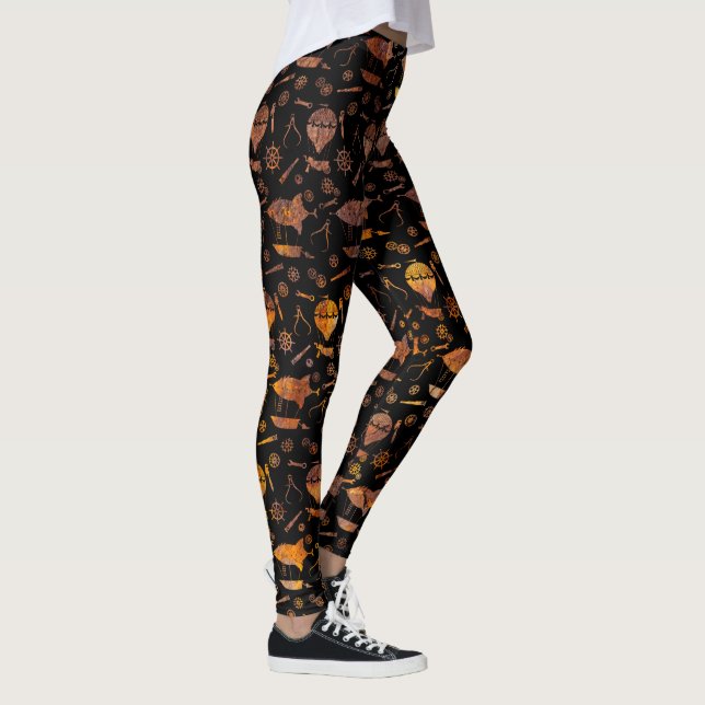 Steampunk Super Colorful Rusty Airships Leggings (Rechts)