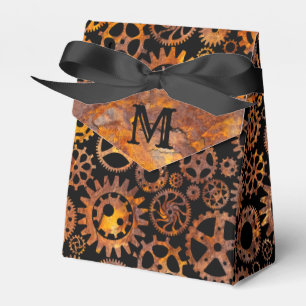 Steampunk Super Colorful Rusty Gears Monogram Geschenkschachtel