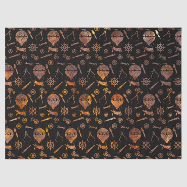 Steampunk Super Colorful Rusty Hot Air Balloons Seidenpapier (Vorderseite)