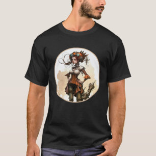 Steampunk Süße Frau Retro Sci-Fi Mechanisches Zahn T-Shirt