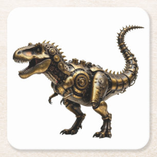 Steampunk T-Rex Mech – Messing-Dino-Biest Rechteckiger Pappuntersetzer