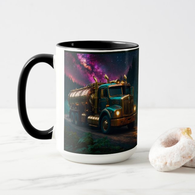 Steampunk Tanker Truck Tasse (Mit Donut)